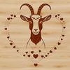 Adorable Goat Silhouette with Hearts A goat with love hearts surrounding its body, suitable for various applications and designs.