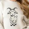 Cute Farm Animal Graphics A simple illustration of a goat in a farm setting, suitable as vector art for various designs.