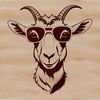 A cartoon goat wearing trendy sunglasses on a sunny farm background.