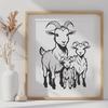 Whimsical Goat Illustration for Crafts Illustrated goat graphic suitable for vector art designs, family projects, or farm-themed artwork.