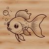 An illustration of a single goldfish swimming in water, rendered as a vector graphic.