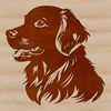 Golden Retriever Facial Portrait A detailed vector drawing of a golden retriever's facial features.