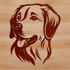Golden Friend Headshot Vector Art A high-quality illustration of a golden retriever's head, suitable for vector art projects.