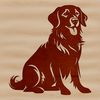 Fluffy Golden Retriever Illustration Illustration of a sitting Golden Retriever breed dog with fluffy fur.