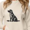 A detailed illustration of a seated Golden Retriever with a gentle expression.