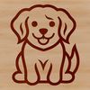 A simple line drawing of a sitting golden retriever dog, suitable for use as vector art in various design projects.
