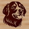 A detailed illustration of a Golden Retriever's head with a simple design.