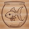 Colorful Goldfish in a Bowl SVG A cartoon illustration of a goldfish swimming in a fish bowl.