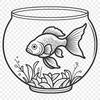 An SVG vector design of a goldfish suitable for personal or commercial use.