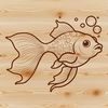 Whimsical Fish Design in Various Textures A stylized illustration of a goldfish in various colors and textures.