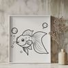 Goldfish Aquarium Illustration A simple illustration of a small goldfish in a rectangular aquarium.