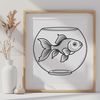 Whimsical Goldfish in a Fishbowl SVG A goldfish swimming in a fish bowl, rendered as a vector graphic.