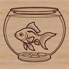 Vibrant Fish in Watercolor Style SVG A colorful goldfish swimming in a fish bowl, designed as vector art for digital use.