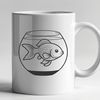 Swimming Goldfish Illustration A goldfish swimming in a small aquatic environment, suitable for illustration or design.