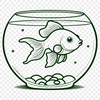 Colorful Fish Bowl Design A stylized illustration of a goldfish swimming in a fish bowl, suitable for vector design.