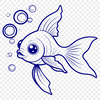 Cute Cartoon Goldfish Clip Art A simple illustration of a goldfish swimming in water, suitable for graphic design and digital art projects.