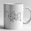 Whimsical Aquarium Scene A colorful illustration of a small domestic goldfish in a fishbowl.