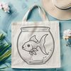 Simple Fish Bowl Scene SVG A simple illustration of a goldfish swimming in a small fish bowl.