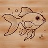 A colorful goldfish swimming in a circular pool, suitable for digital crafting and design projects.