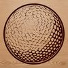 Sporty Golf Illustration A detailed illustration of a golf ball on a green sport-themed background.