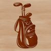 Golf Bag Illustration A stylized illustration of a golf bag with clubs and accessories.