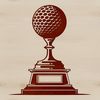 Simple Line Drawing Golf Trophy Icon A simple line drawing of a golf trophy on a white background.