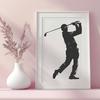 Golfer Digital Drawing In SVG, PNG, PDF And DXF File Formats