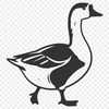 A white goose standing on a grassy field, vector illustration suitable for commercial use.