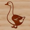 A simple illustration of a white domesticated goose in silhouette form.