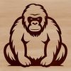 Cute Cartoon Gorilla Sitting Illustration A simple line drawing of a gorilla sitting on its haunches, suitable for vector design and commercial or personal use.