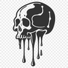 Spooky SVG Design Free Download A vector illustration of a dripping skull with a spooky design, suitable for Halloween decorations or gothic-themed projects.