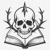 Gothic Illustration of a Stylized Skull A stylized illustration of a Gothic skull with intricate details, suitable for various graphic design projects.