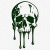 Gothic Drip Skull Illustration A gothic-inspired illustration of a skull with drips or drops surrounding it, suitable for various design projects.