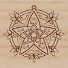 A stylized illustration of a pentagram within an ornate frame, evoking the mystique of witchcraft.
