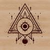 Elegant Witchcraft Symbolism Ornate witchcraft design featuring a stylized eye symbol against a dark background.