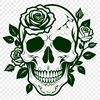 Floral Wreath Skull Vector Art A stylized skull surrounded by a floral wreath, designed as a vector graphic.