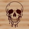 Beautiful Halloween Decorations Clip Art A skeletal skull with dripping liquid detail, suitable for Halloween decorations and gothic designs.