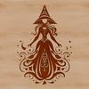 Magical Symbolism Illustration A witch-themed graphic illustration featuring mystical symbols and elements associated with magic.