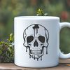 Gothic Art Skull Design A digital illustration of a skull with dripping liquid, suitable for various design applications.