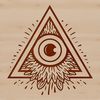 Mystical Spellcaster with Eye of Providence A witch casting a spell surrounded by mystical symbols and a glowing eye.