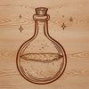 A vector illustration of a witch's potion bottle surrounded by mystical symbols and herbs, evoking the magic of Halloween.