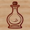 A mystical illustration featuring a witch's potion bottle surrounded by magic symbols in a gothic style.