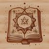 A witch surrounded by magical symbols and spell books, evoking a sense of mystery and magic.