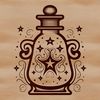 Enchanted Apothecary Bottle A stylized illustration of a witch's potion bottle with ornate details, symbolizing magic and mysticism.