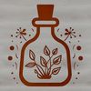 A gothic-inspired illustration of a witch's potion bottle with intricate details.