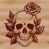 Gothic Rose Skull Vector Graphic Gothic-style skull with a rose motif, designed as a vector graphic.
