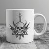 Mystical Skull Clip Art Download A stylized gothic skull design with intricate details, suitable for digital cutting machines and vector editing software.