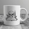 Ethereal Candlelit Skull Illustration A stylized illustration of a Gothic skull surrounded by candlelight, suitable for various designs and crafts.