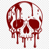 Spooky Halloween Decoration Clip Art A stylized illustration of a dripping skull, ideal for Halloween and gothic themed designs.