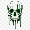 Dripping Skull SVG Design A detailed illustration of a skull with dripping liquid, suitable for vector design.